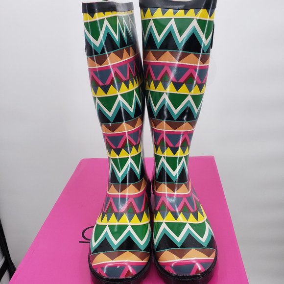 Corkys Chevron Multi Color Rubber Boots Wellies - Picture 7 of 9